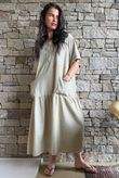 Rustic Nature Linen Blend Smock T Shirt Dress Washed Cedar